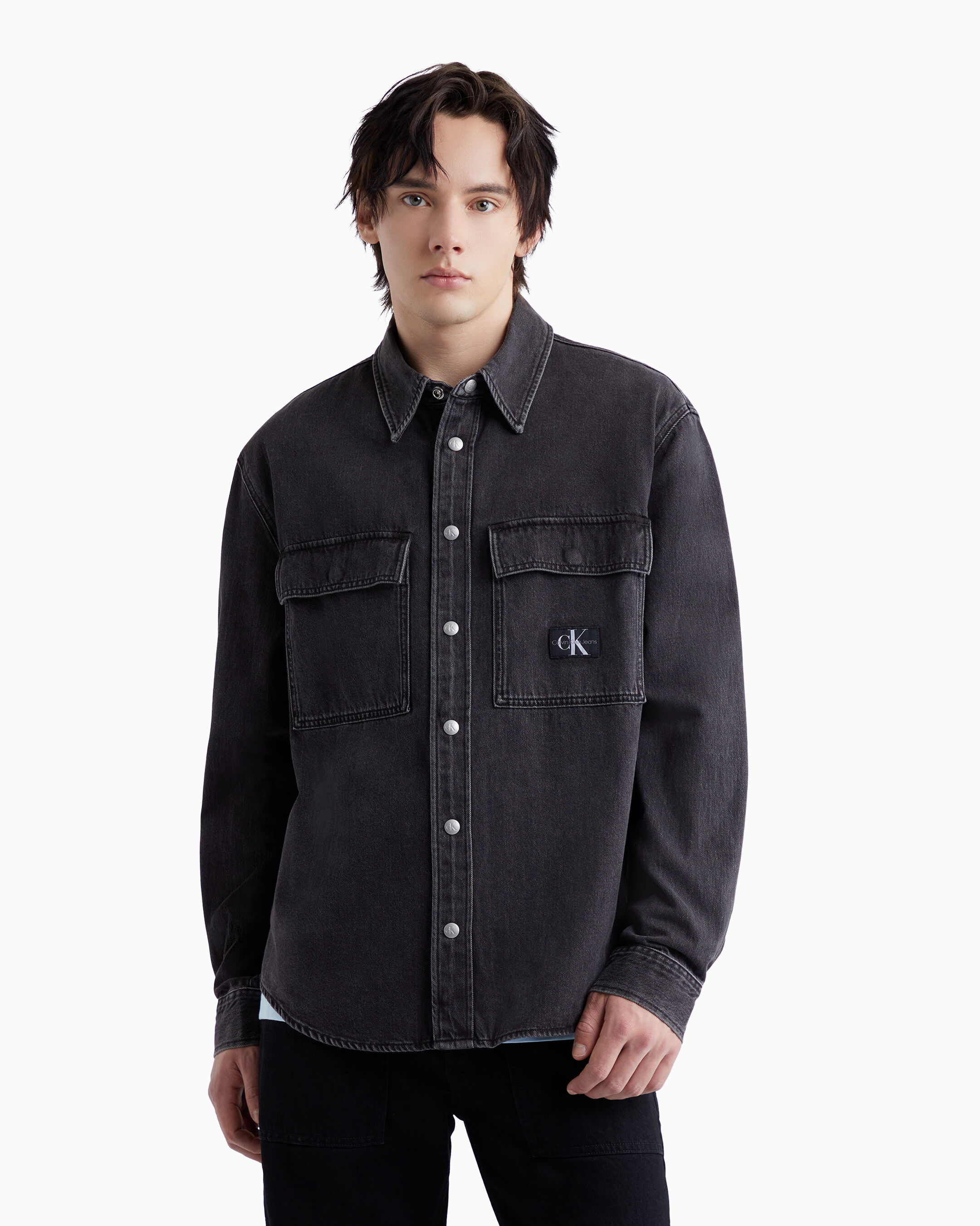 Washed black on sale denim shirt