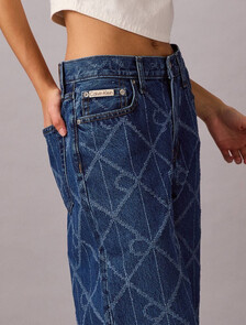 Allover Monogram Low Rise Baggy Jeans, CK ATLANTIC, hi-res