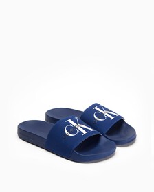 MONOGRAM COTTON SLIDES, Rich Navy, hi-res