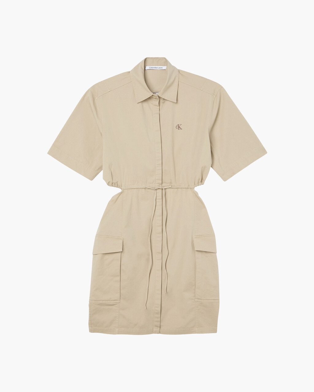 COTTON TWILL CUT OUT SHIRT DRESS, Travertine, hi-res