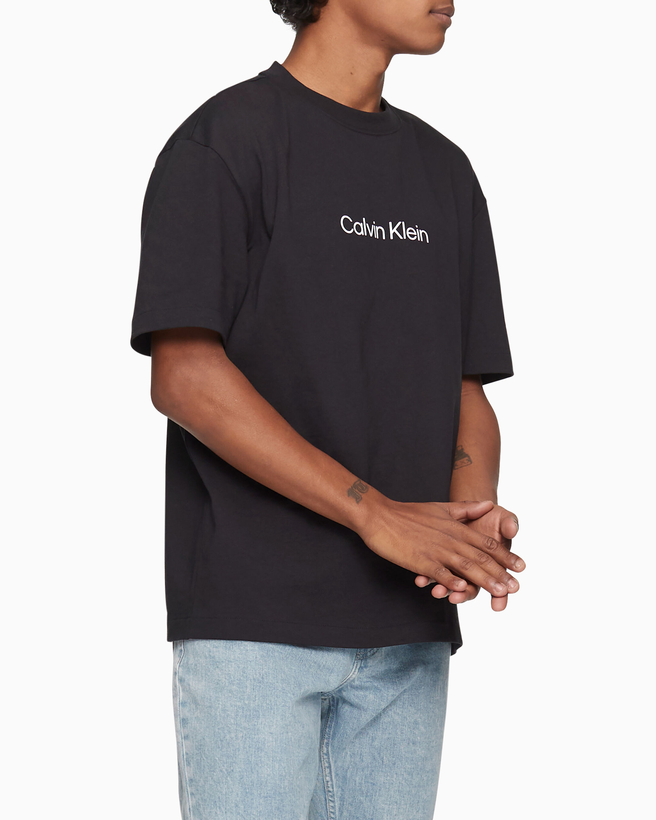 Calvin Logo Crew Neck Tee black Calvin Klein Singapore