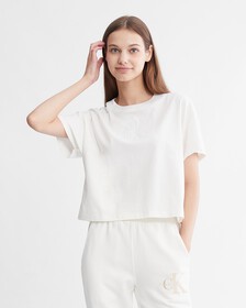 Modern Function Embossed Motion Logo Tee, Ivory, hi-res
