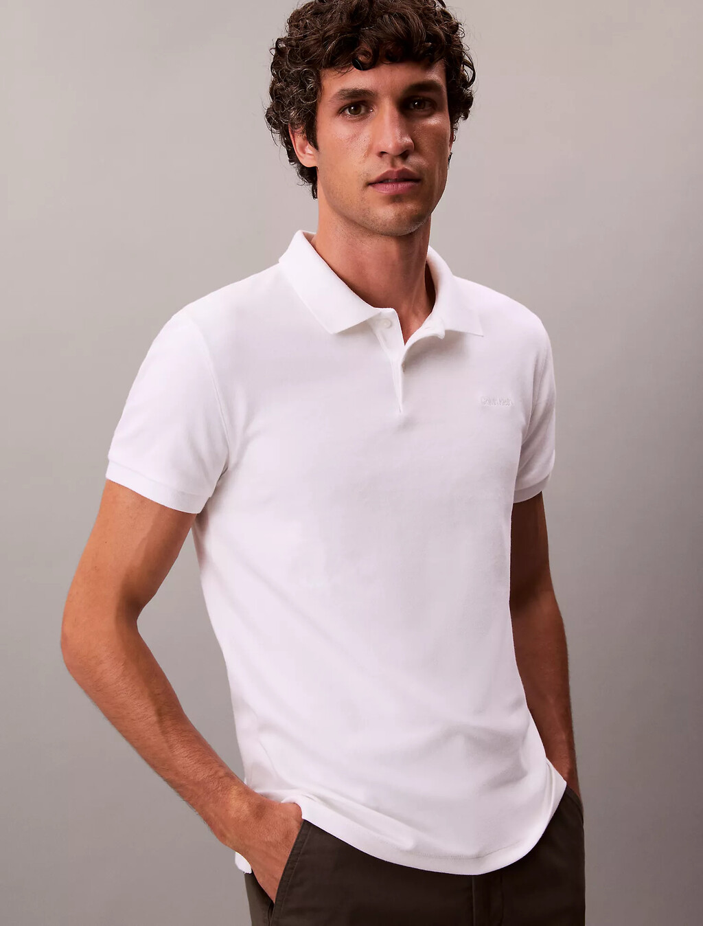 Double Knit Liquid Touch Cotton Slim Polo, Bright White, hi-res