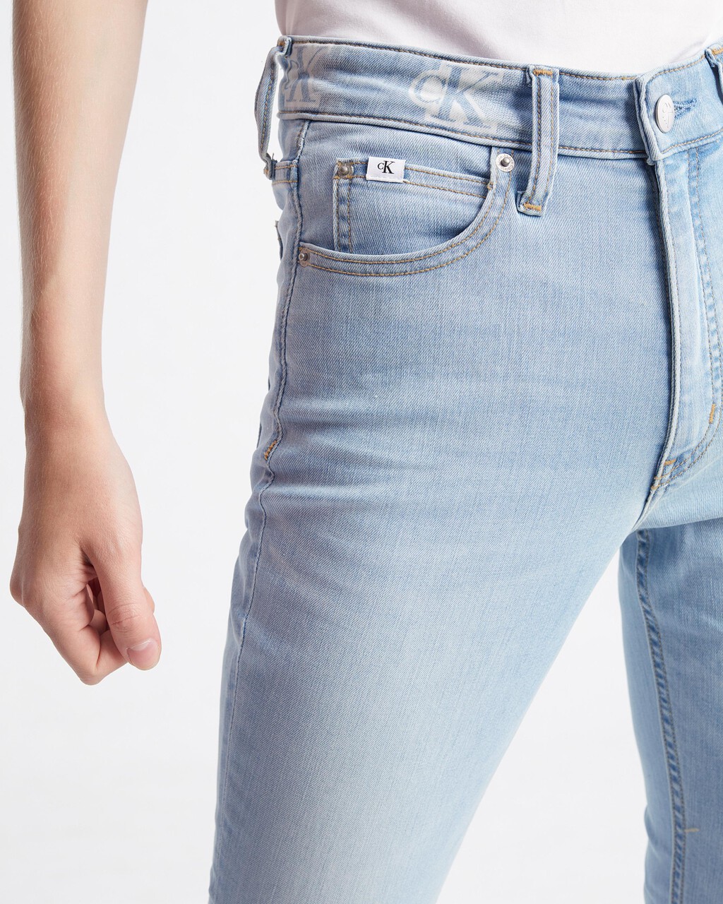 37.5 High Rise Skinny Ankle Jeans, Light Blue Dstr Back Emb, hi-res