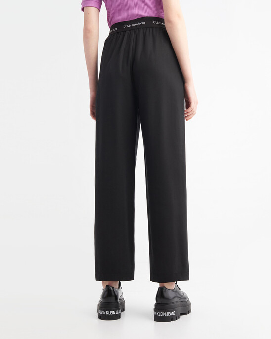 LOGO WAISTBAND TWILL STRAIGHT PANTS