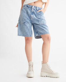 RECONSIDERED 90S STRAIGHT UTILITY SHORTS, Denim Light, hi-res