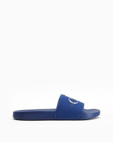 MONOGRAM COTTON SLIDES, Rich Navy, hi-res