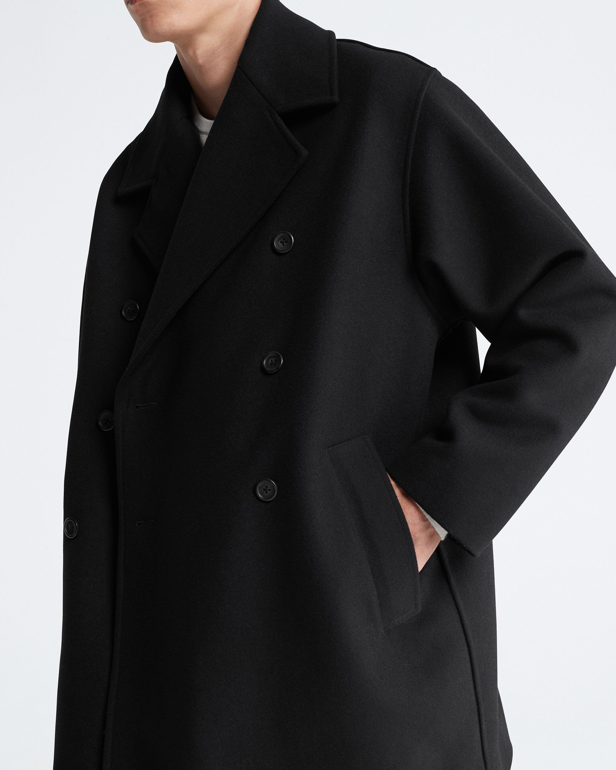French connection wool blend best sale double breasted pea coat