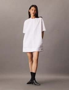 Cotton Relaxed Mini T-Shirt Dress, Brilliant White, hi-res
