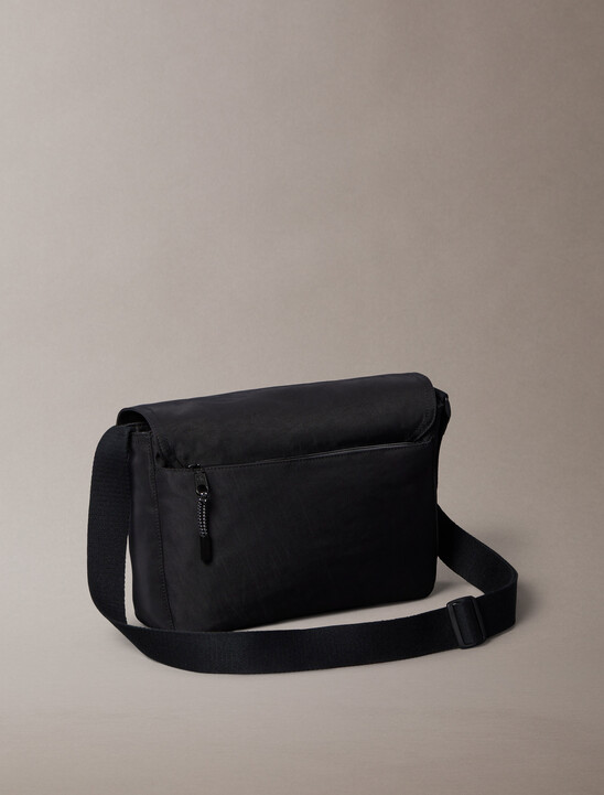 Bold Logo Nylon Flap Messenger Bag