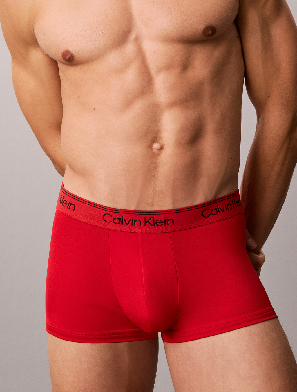 3 Pack Low Rise Trunks - Microfibre Stretch, Black/Goji Berry/Established Red, hi-res