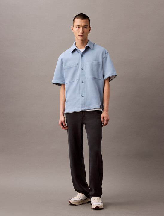 Textured Pique Relaxed Overshirt