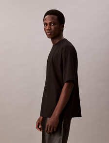 Cotton Silk Relaxed Tee, Black, hi-res