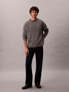 Embossed Monogram Logo Relaxed Sweater, Med. Grey Htr, hi-res