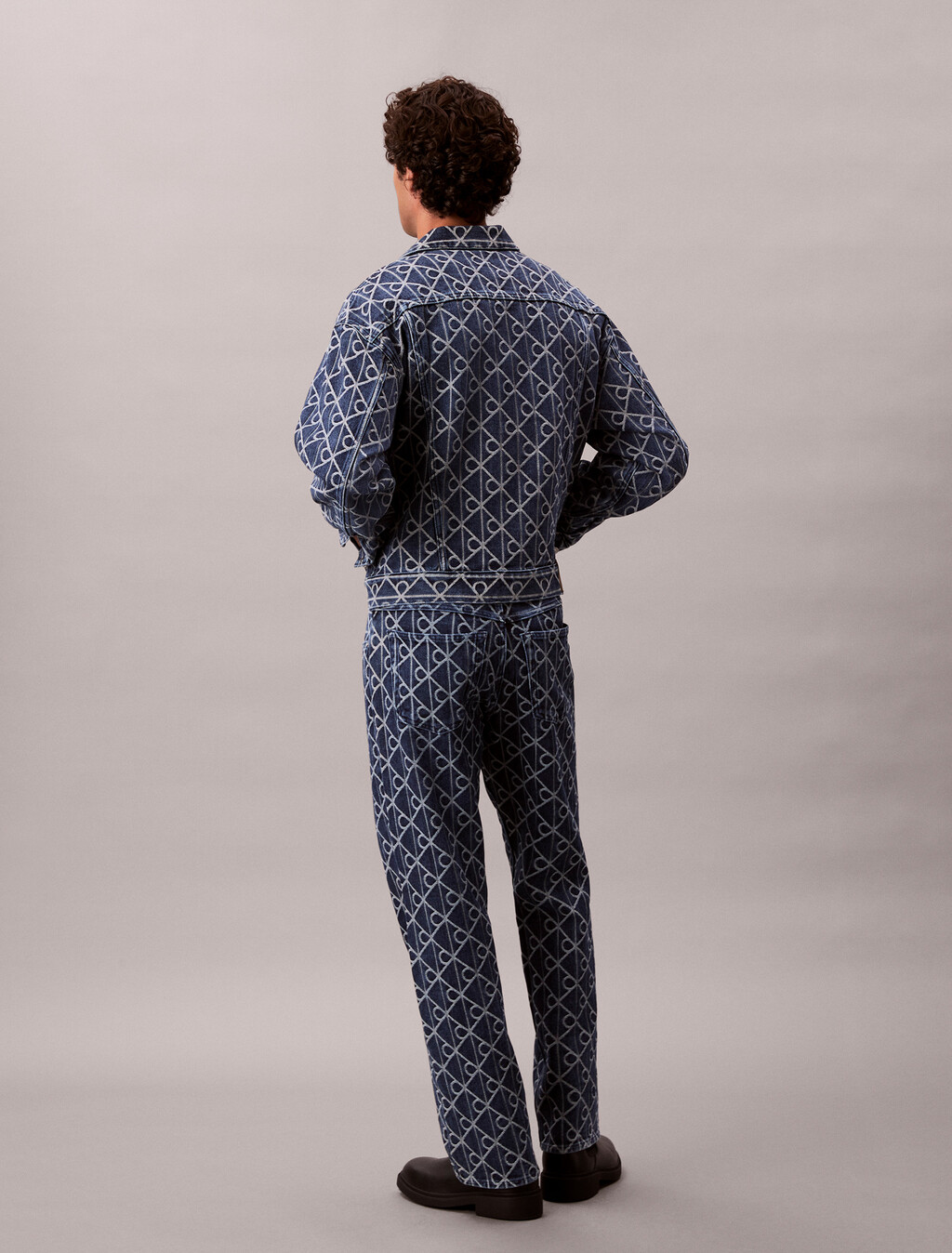 Allover Logo 90's Straight Jeans, INDIGO EMBLEM, hi-res