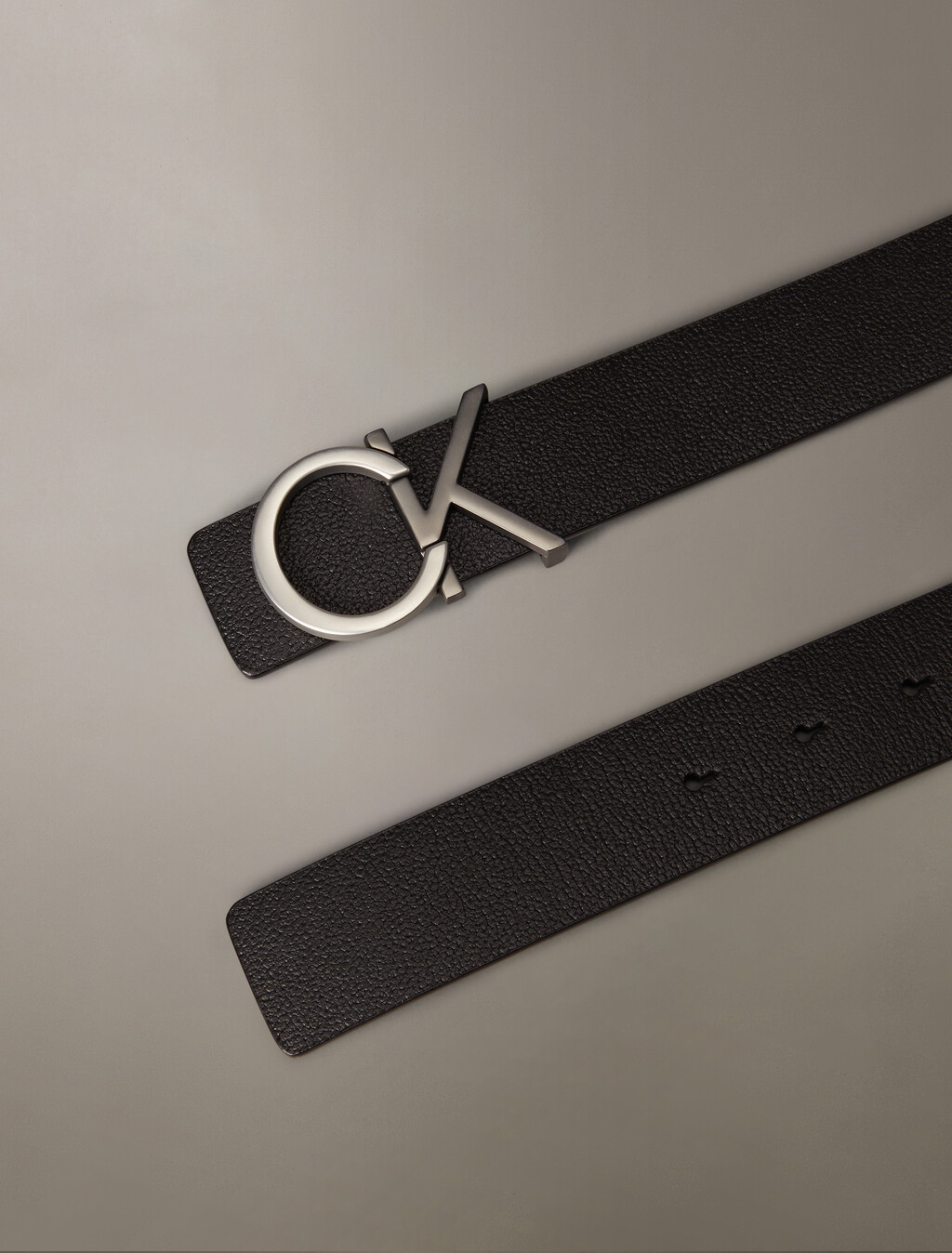 CK Premium Reversible Belt, Black/Gray Pinstripe, hi-res