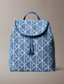 Denim Logo Jacquard Backpack, Denim JQD Medium Wash, hi-res