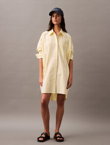 Relaxed Striped Cotton Shirt Dress, 18815 CSW25S_W013+Morning Light, hi-res