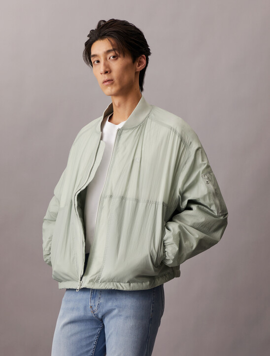Lightweight Nylon Relaxed Bomber Jacket