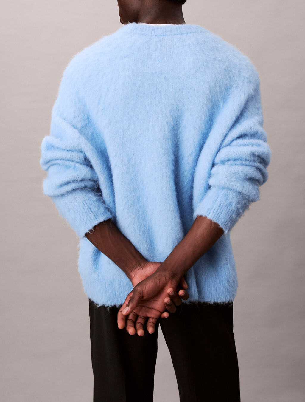 Brushed Alpaca Wool Blend Monogram Logo Sweater, Track Blue, hi-res