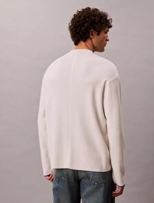 Tech Knit Boxy Mock Neck Jumper, Chalk, hi-res