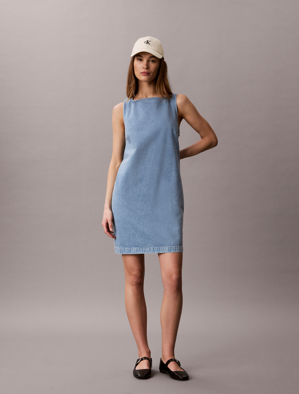 Denim Mini Shift Dress, CK AQUATIC, hi-res
