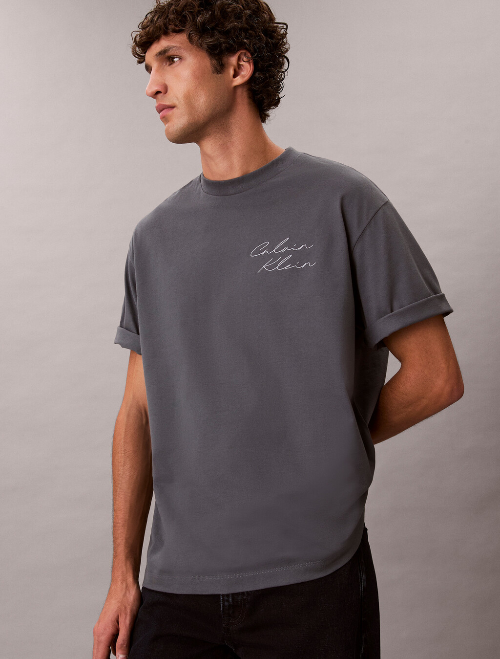 Relaxed Script Logo T-shirt, Turbulence, hi-res
