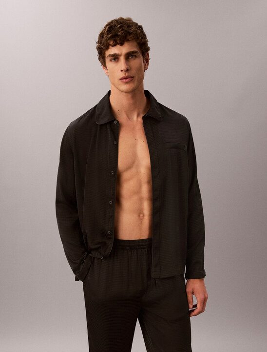 Matte Shine Button-Down Sleep Shirt