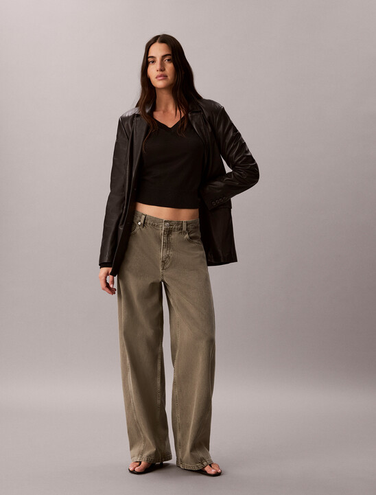 Twisted Low Rise Baggy Cotton Lyocell Jeans