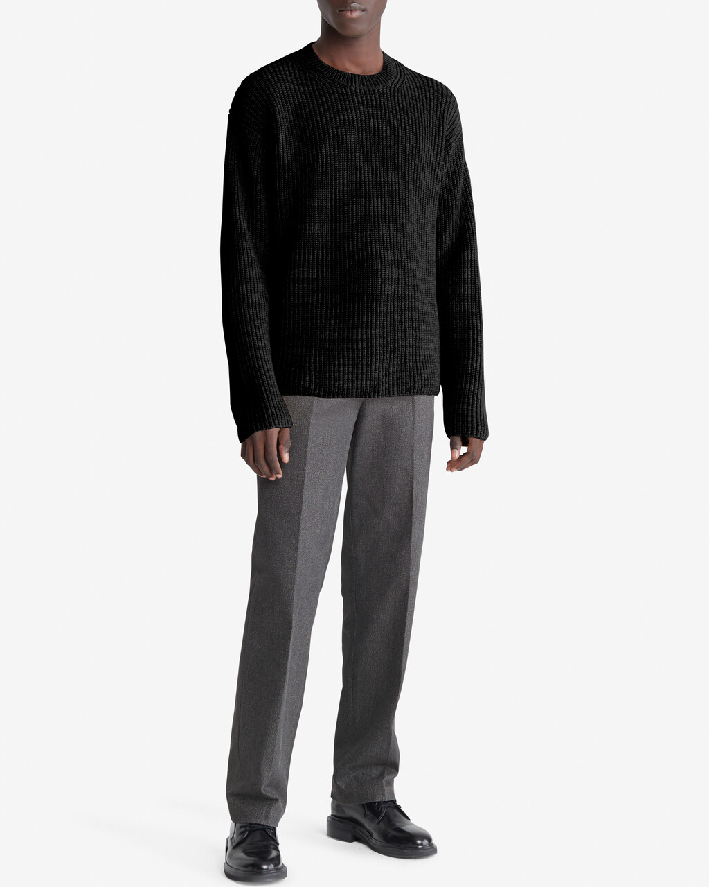 Standards Ribbed Crewneck Sweater, Black Beauty, hi-res