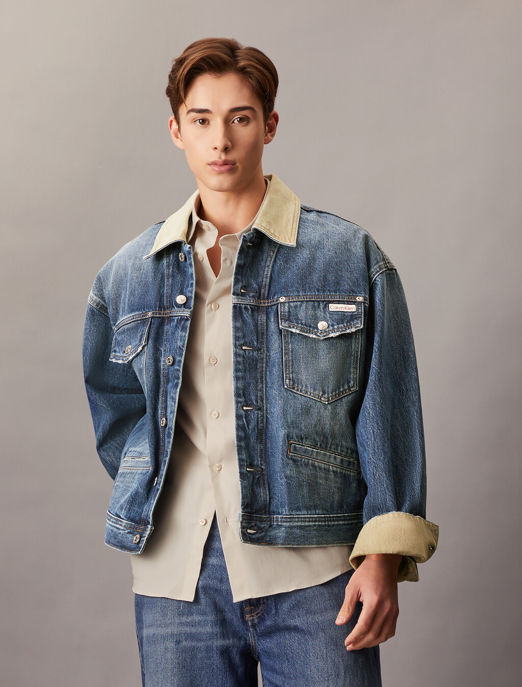 80s Icon Denim Trucker Jacket, FADED CK BLUE, hi-res