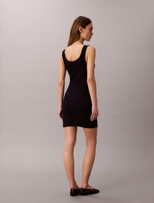 Monogram Label Rib Knit Mini Dress, Dark Sapphire, hi-res