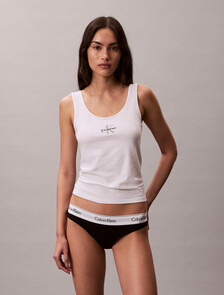 Tank Top - Cotton Stretch Lounge, Classic White, hi-res