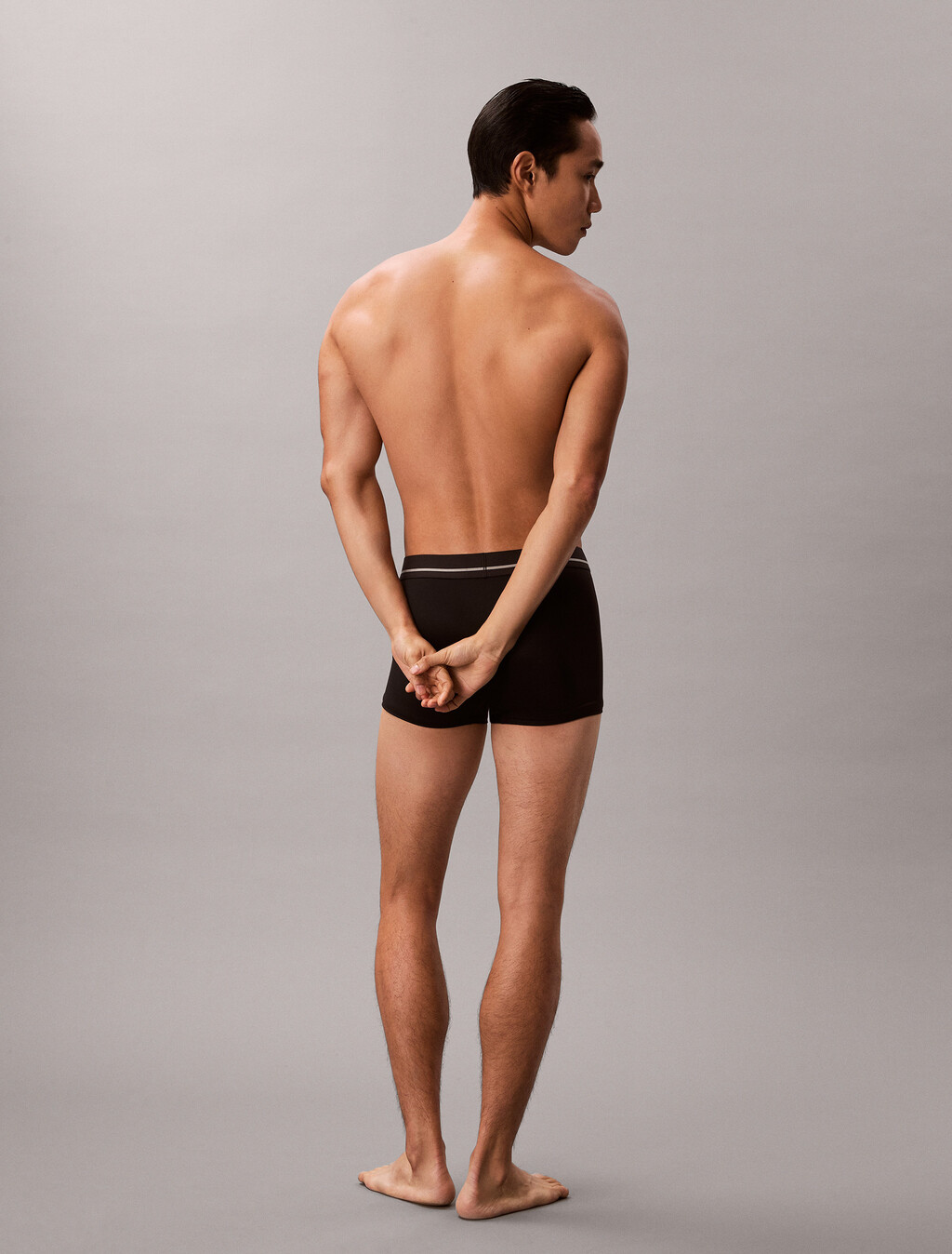 Icon Microfiber Stretch Metallic Low Rise Trunk, Black, hi-res