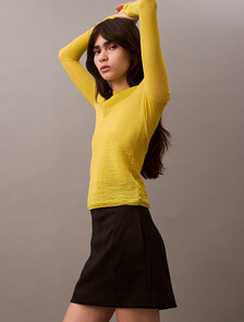 Textured Knit Long Sleeve Top, Warm Olive, hi-res