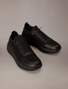 Mesh Chunky Runner Sock Trainers, Triple Black, hi-res