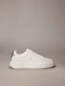 Leather Durable Traction NYC Trainers, Bright White/Silver, hi-res