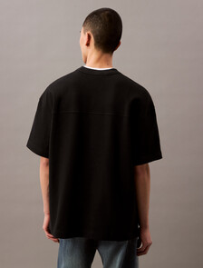 Monogram Textured Pique Tee, Black, hi-res
