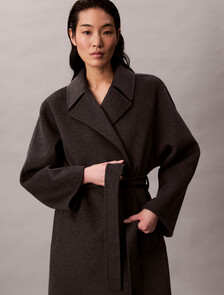 Belted Wool Trench Coat, B85 Charcoal Heather, hi-res