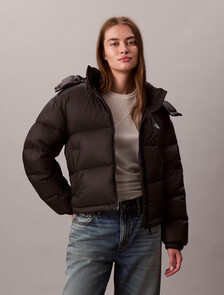 Short Down Puffer Jacket, Black, hi-res