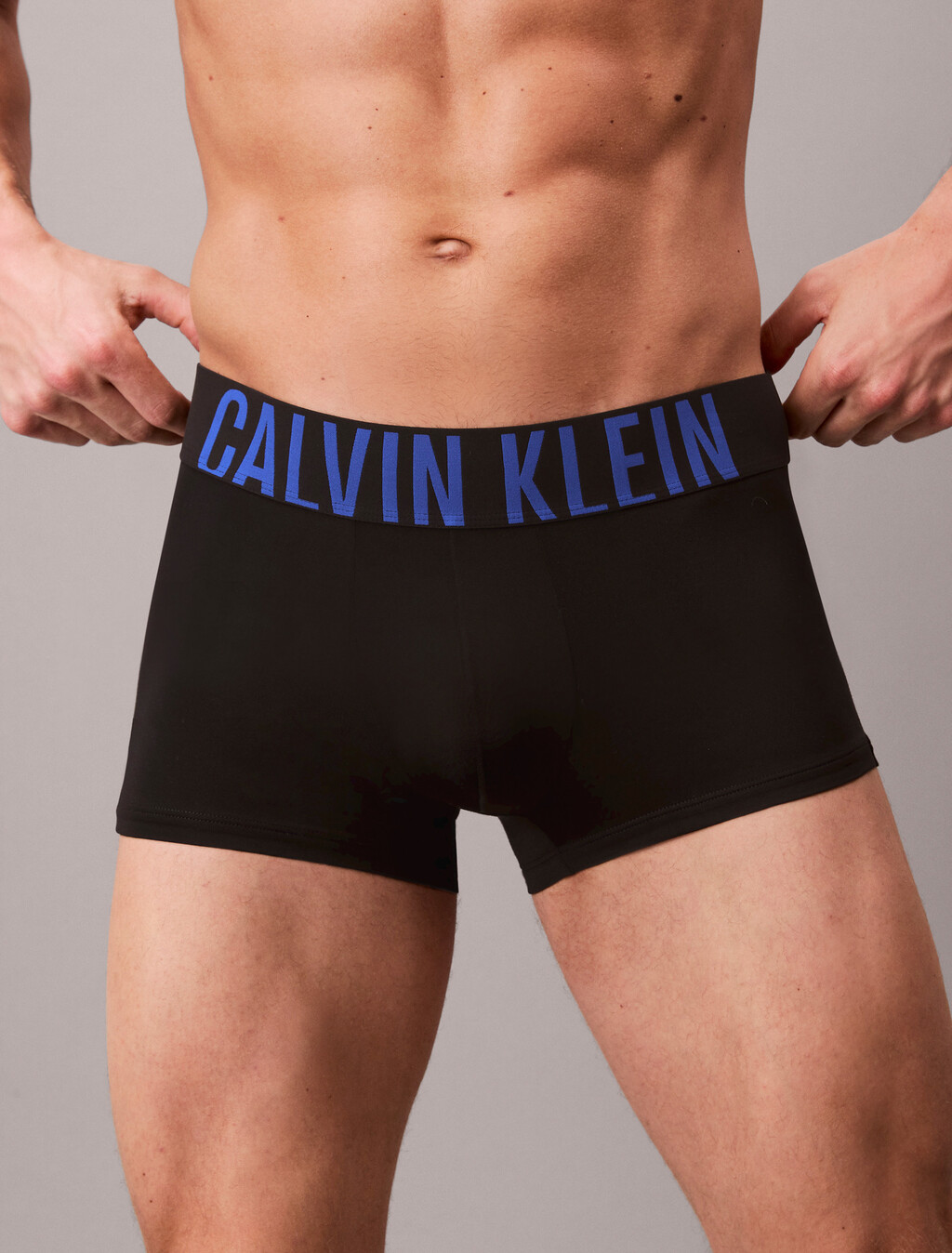 Intense Power Microfiber Stretch 3-Pack Low Rise Trunk, BLACK BODIES W/ WHITE/ROYALTY/TURBULENCE LOGO, hi-res
