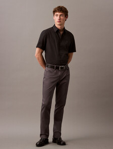 Stretch Cotton Slim Shirt, Black, hi-res