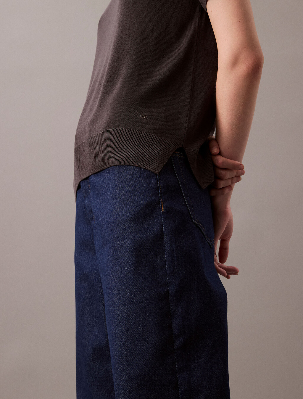 Fine Gauge Viscose Short Sleeve Sweater, Forged Iron, hi-res