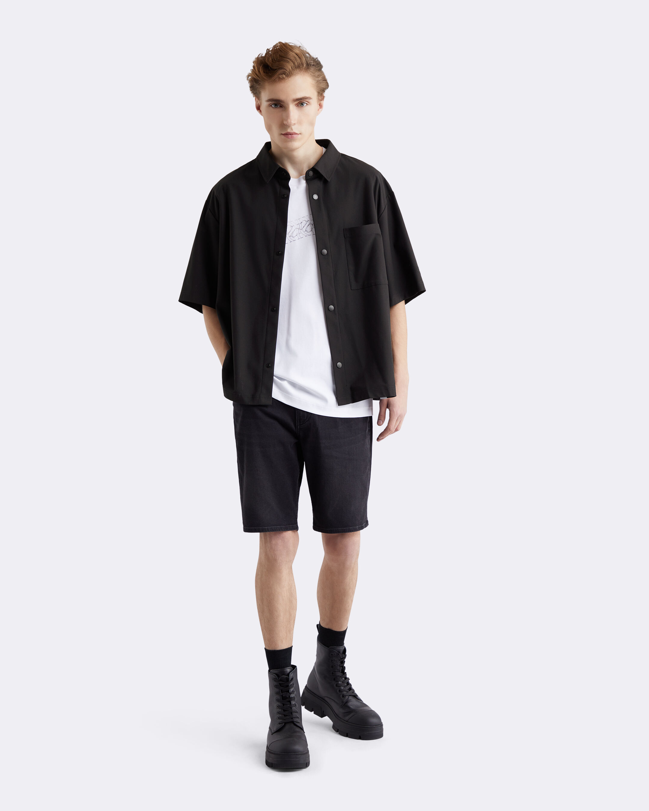 Relaxed Jersey Short Sleeve Shirt black Calvin Klein Singapore