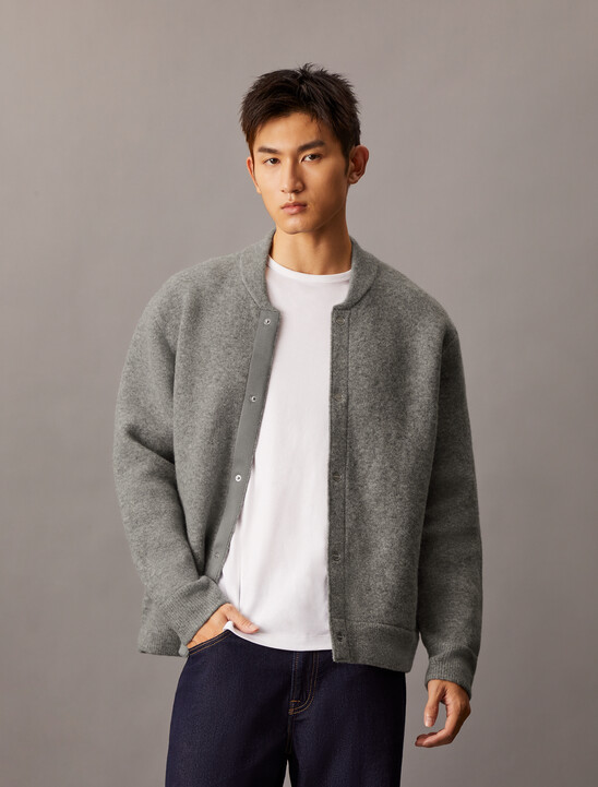Boiled Wool Blend Snap Bomber