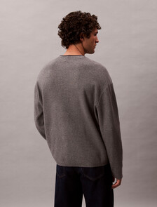 Embossed Monogram Logo Relaxed Sweater, Med. Grey Htr, hi-res