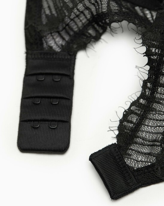 CK Black Linear Lace Push Up Plunge Bra