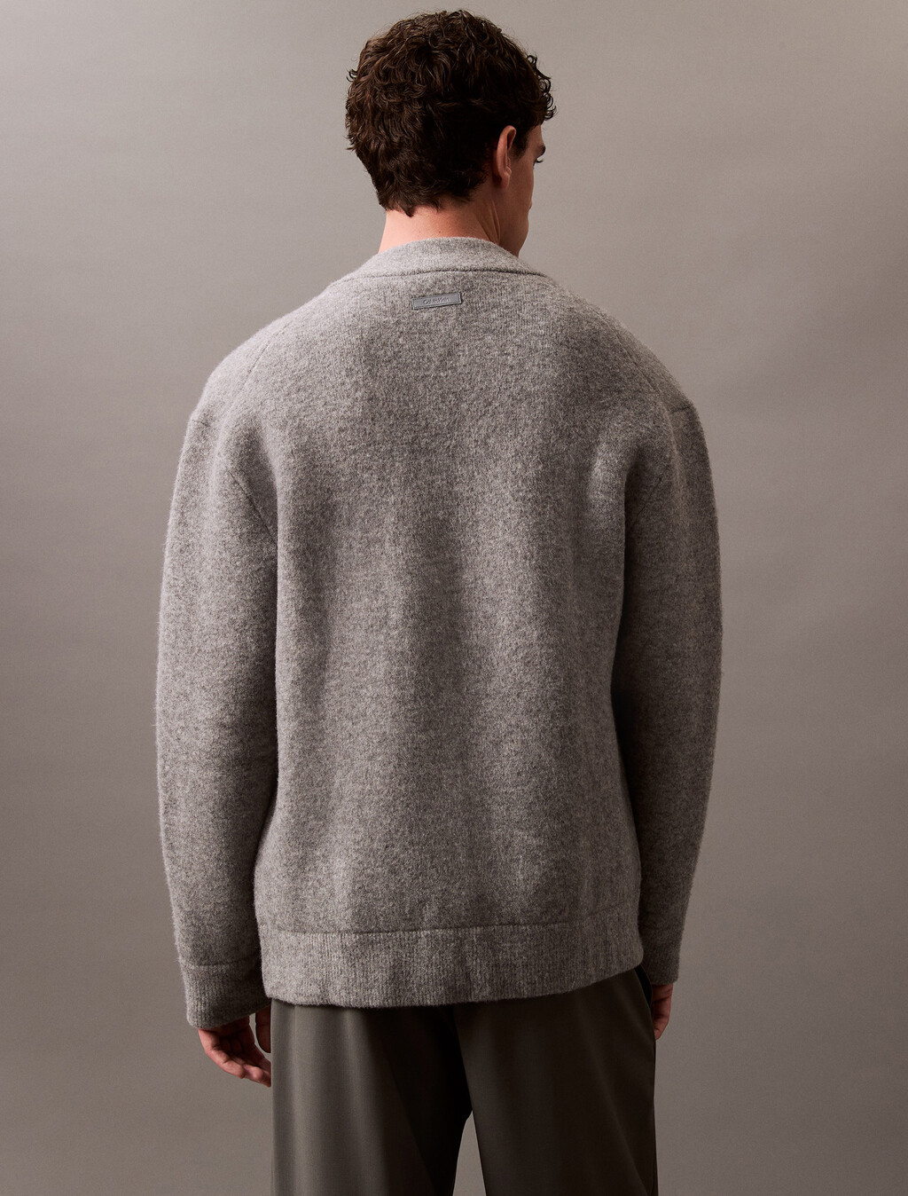 Boiled Wool Blend Snap Bomber, Medium Grey htr, hi-res
