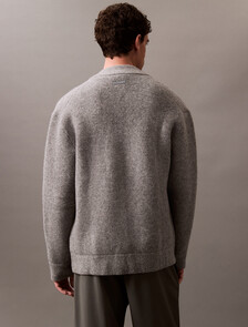 Boiled Wool Blend Snap Bomber, Medium Grey htr, hi-res