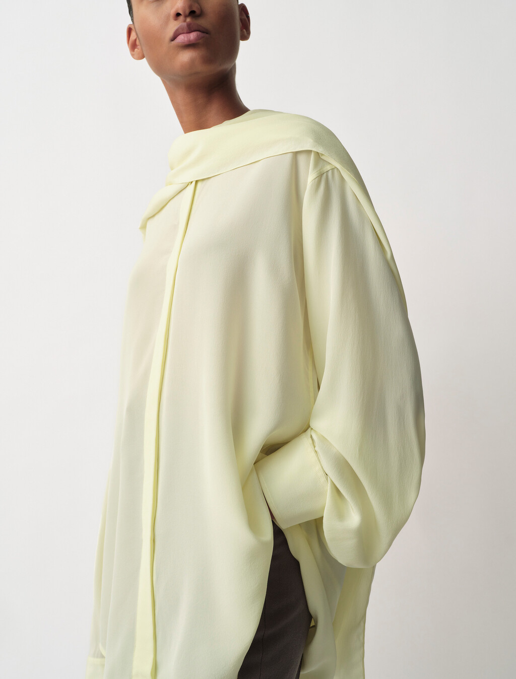 Kiki Draped Shirt, Lemon, hi-res